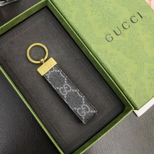 GG Schlüsselanhänger Schwarz Grau Stoff Gold