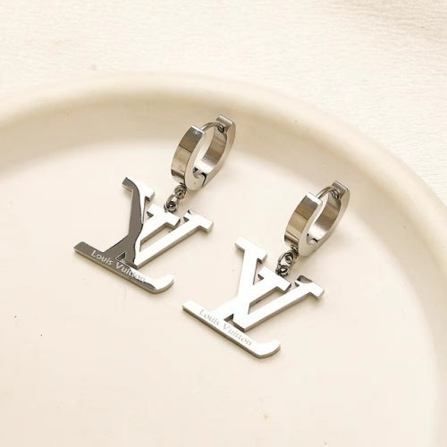 LV Ohrringe Creolen Silber Schriftzug