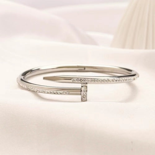 Nagel Armreif Silber Stones