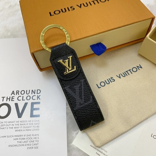 LV Schlüsselanhänger Schwarz Gold Print