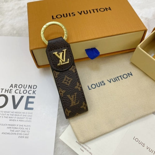 LV Schlüsselanhänger Braun Gold Print
