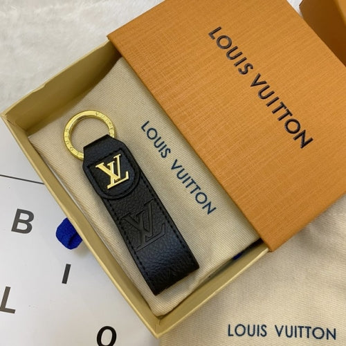 LV Schlüsselanhänger Schwarz Gold Logo