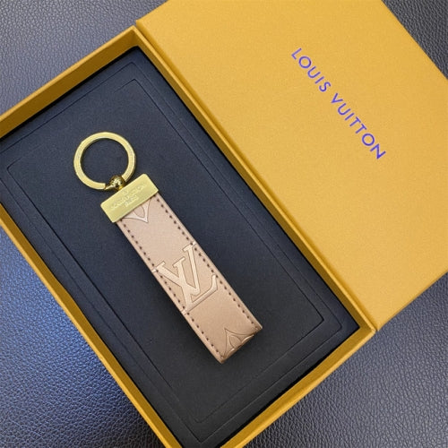 LV Schlüsselanhänger Gold Creme Braun Design