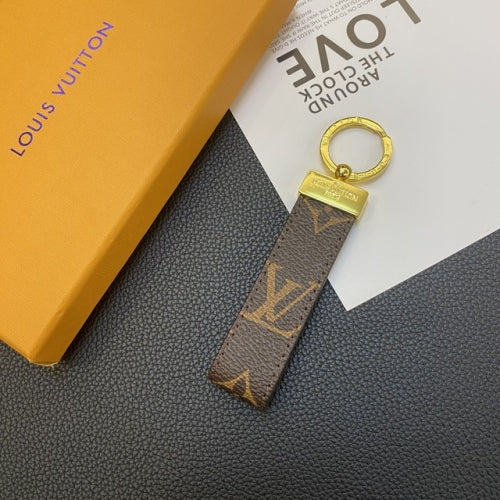 LV Keychain Braun Gold